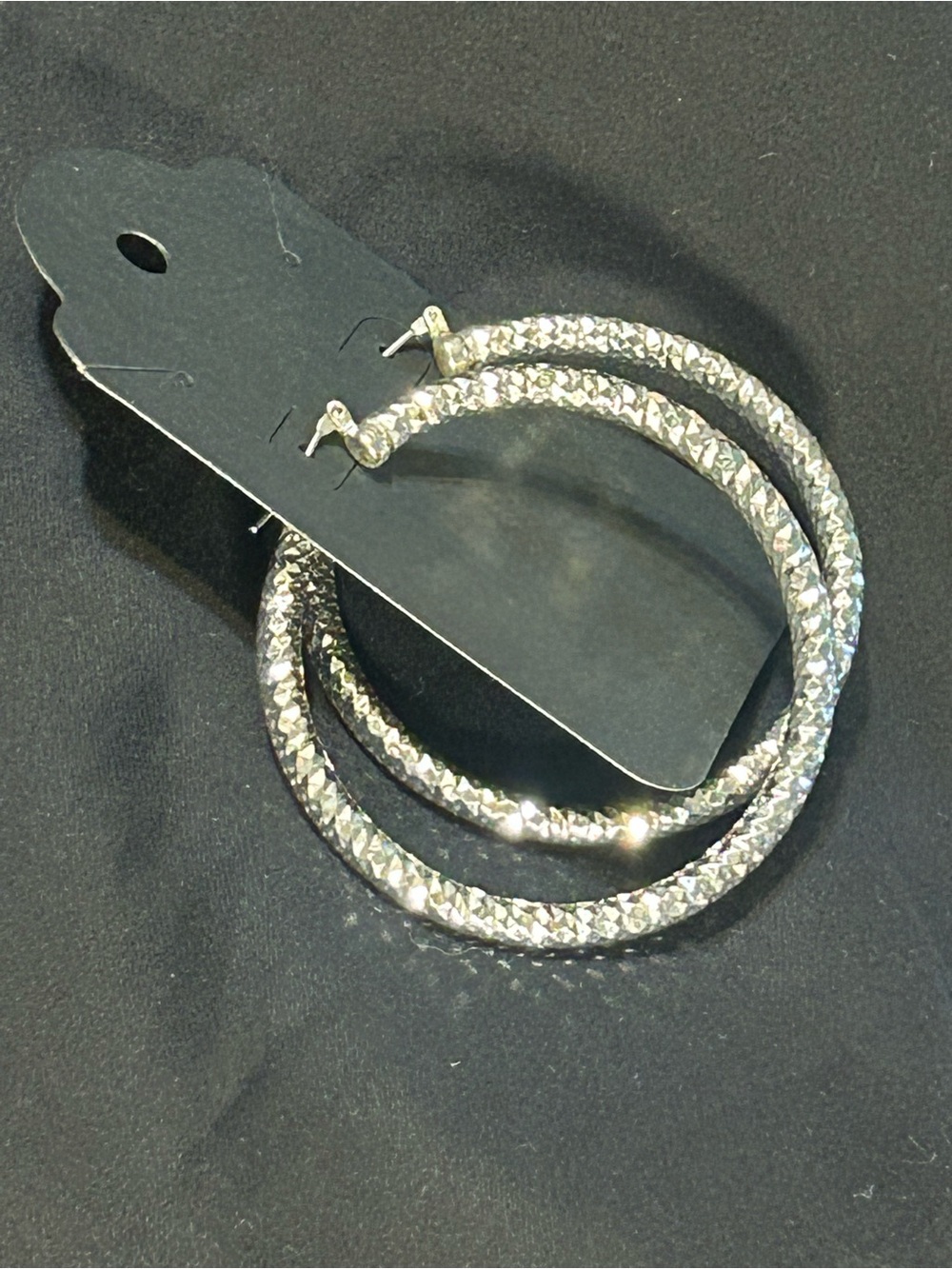 Beautiful vintage Textured Silver Hoop Earrings - Women Jewelry
